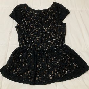 Peplum black and gold night out top